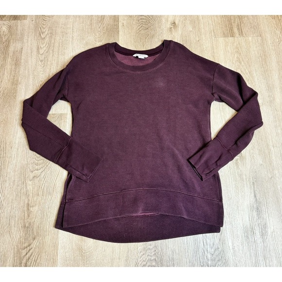 Athleta Coaster Luxe Waffle Knit Sweatshirt Top Plum Purple Women's Size S - Picture 1 of 8
